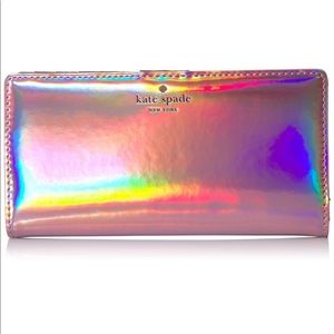 Kate Spade Pink Holographic Oil Slick Stacy Wallet